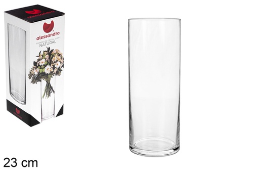 [107685] Glass flower vase natural 23 cm