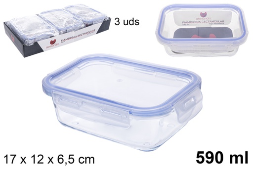 [105508] Airtight glass rectangular lunch box 590 ml