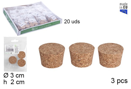 [108014] Pack 3 cork plugs