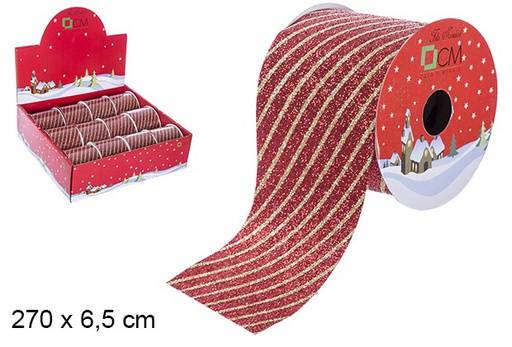 [107608] Cinta navidad roja decorada 270x6.5cm