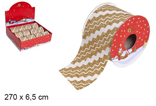 [107611] Cinta Navidad oro decorada 270x6,5 cm