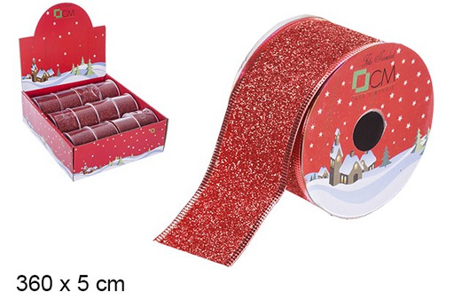 [107618] Nastro natalizio glitter rosso 360x5 cm