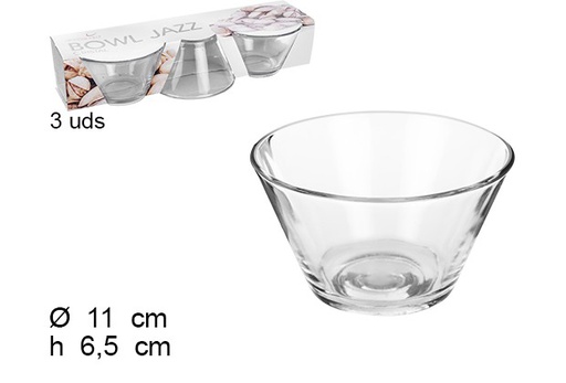 [107827] Pack 3 ciotole rotonde in vetro Jazz