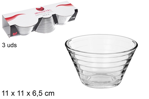 [107829] Pack 3 bols en verre Rock