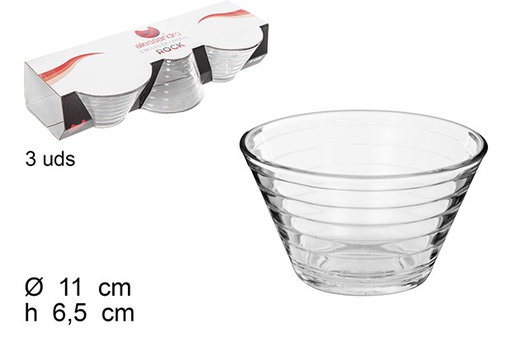 [107829] Pack 3 glass bowls Rock