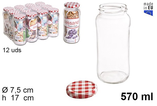 [105598] Round glass jar with vichy lid 570 ml