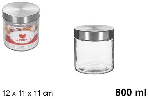 [107972] Pot en verre avec couvercle en métal 800 ml