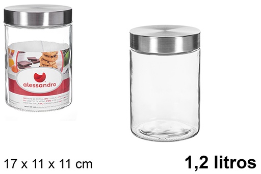 [107973] Pot en verre avec couvercle en métal 1,2 litre