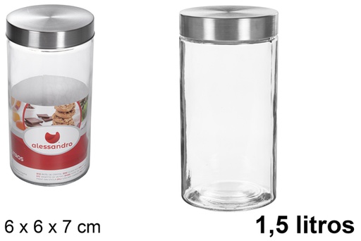 [107974] Pot en verre avec couvercle en métal 1,5 l.