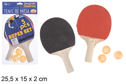 [101473] Pack 2 palas ping-pong + 3 pelotas