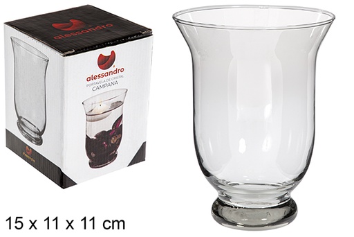 [106225] Bougeoir cloche en verre 15 cm