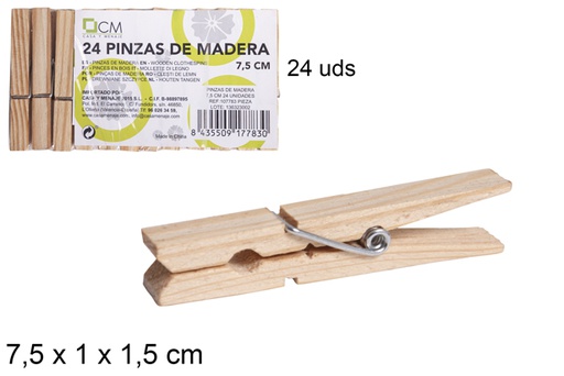 [107783] Pack 24 pinzas de madera 7,5 cm