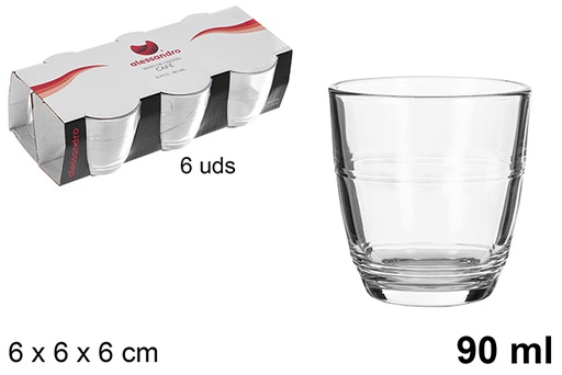 [107689] Pack 6 tasses à café en verre 90 ml