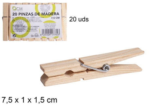 [107782] Pack 20 wooden pegs 7,5 cm