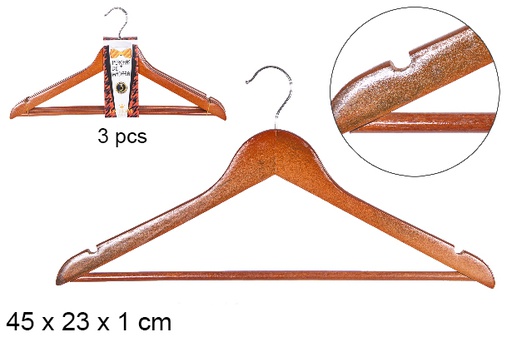 [106061] Pack 3 appendiabiti in legno di mogano nuovo