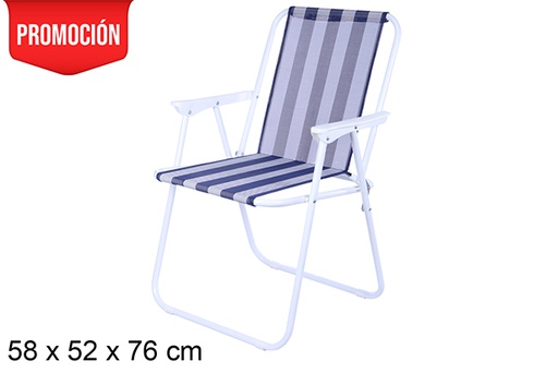 [108626] Silla playa plegable Fibreline rayas azul/blanco 58x52 cm