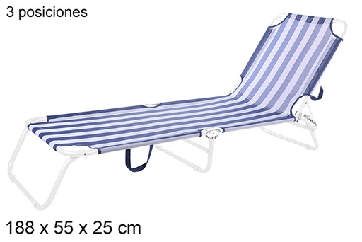[108633] Folding 3-position Textilene sun lounger blue/white stripes 188x55 cm