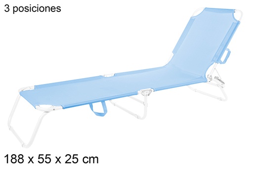 [108634] Textilene 3-position folding lounger blue 188x55 cm