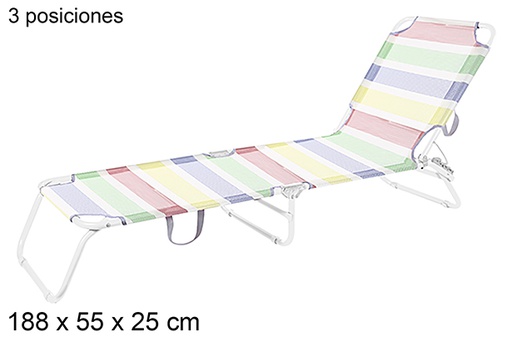[108635] Tumbona plegable 3 posiciones textilene rayas colores 188x55x25cm
