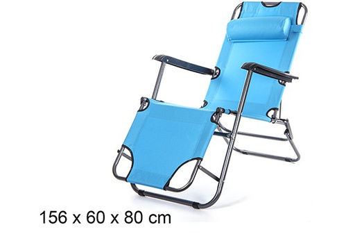 [108636] Light blue Oxford folding beach chair 156x60 cm