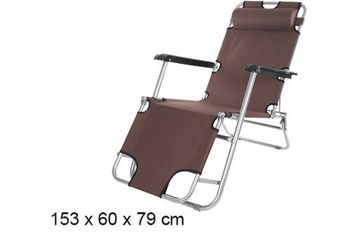 [108638] Brown Oxford folding beach lounger 153x60 cm