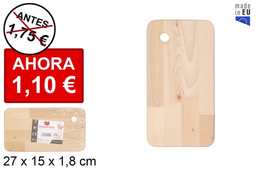 [104509] Tabla para cortar de madera 583 gr. 27x15 cm