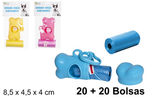 [101482] Sacos higienicos para cães + dispensador cores sortidas 20+20