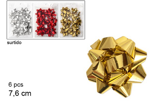 [107554] Pack 6 arcs cadeaux couleurs assorties 7,6 cm