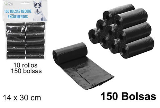 [101511] Bolsas recoge excrementos negras 150 uds