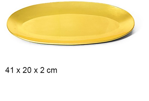 [107594] Shiny gold oval tray 41x21 cm