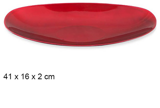 [107586] Bandeja oval vermelha 41x16 cm