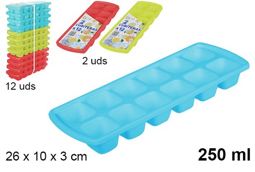 [108071] Pack 2 vaschette per cubetti di ghiaccio colori assortiti 250 ml