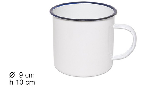 [100788] Mug en laiton émaillé blanc 9 cm