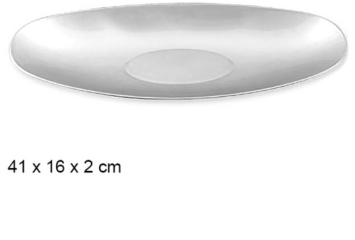 [107585] Shiny silver oval platter 41x16 cm