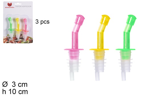 [107740] Pack 3 bouchons de bouteilles en plastique de couleurs assorties