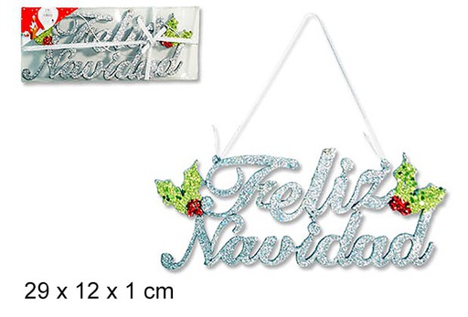 [107565] Letrero Feliz Navidad plata 29x12 cm