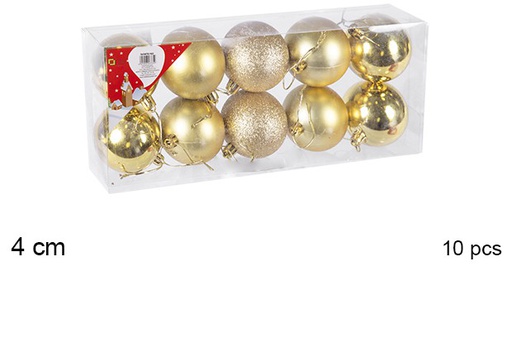 [106581] Pack 10 bolas ouro brilhantes/foscas/glitter 4 cm