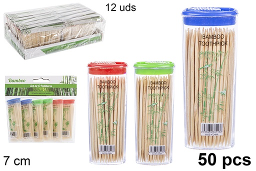 [105312] Pack 6 bamboo toothpick holders 50 pieces