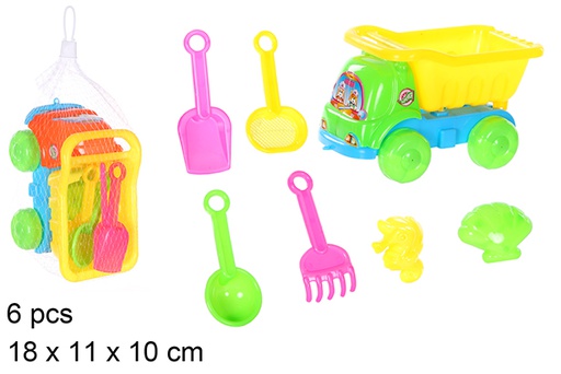 [108557] Camion de plage coloré avec 6 accessoires