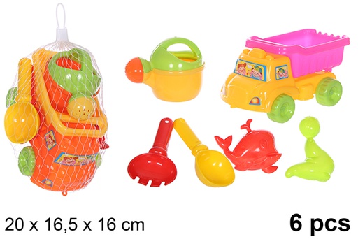 [108560] Camion da spiaggia colorato con 6 accessori