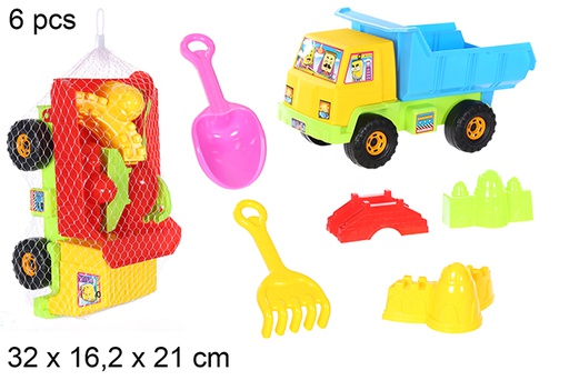 [108563] Camion de plage coloré avec 6 accessoires