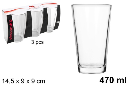 [107953] Pack 3 copos de vidro cónicos 470 ml