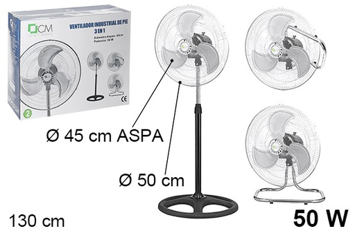 [108770] Ventilador industrial de pé 3 em 1 50 W 45 cm