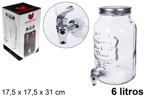 [107946] Drink dispenser glass jar with tap 6 l.