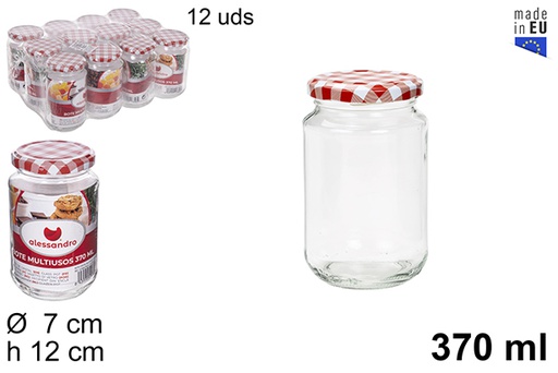 [107846] Round glass jar with vichy lid 370 ml