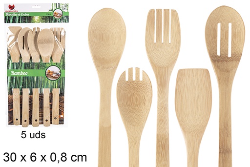 [101491] Pack 5 bamboo cutlery 30x6 cm