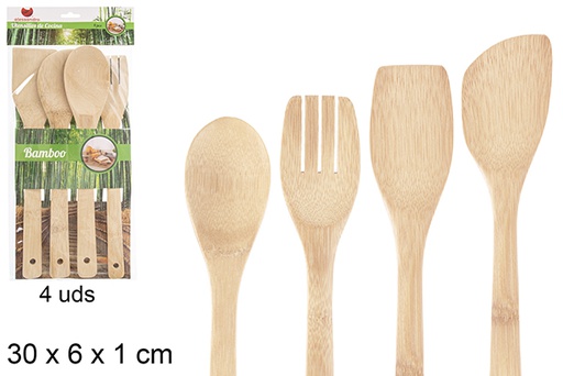 [107936] Pack 4 bamboo cutlery 30 cm