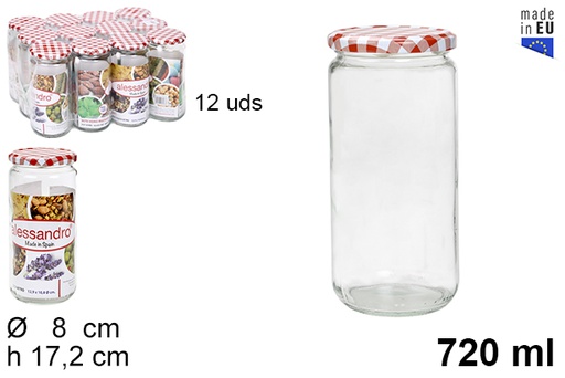 [107847] Bote cristal redondo tapa vichy 720 ml