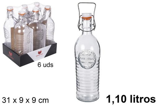 [107996] Bottiglia in vetro con tappo grande meccannico 1,1 l.