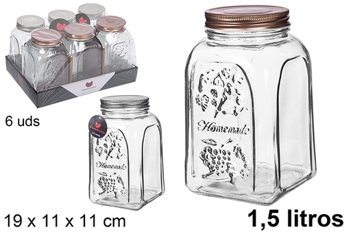 [108000] Pot en verre décoré avec couvercle assorti 1,5 l.